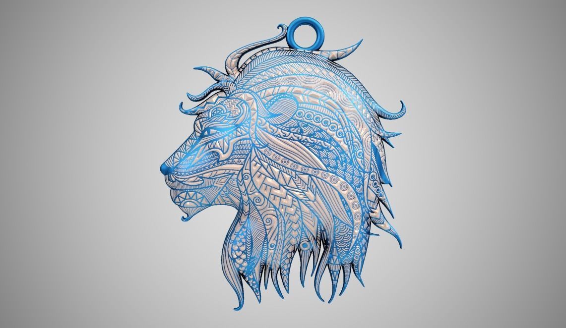 Lion Necklace 3D print model_2
