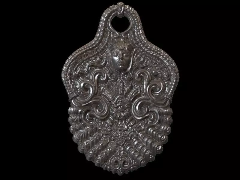 Incased ornate silver pendant 3D print model_0