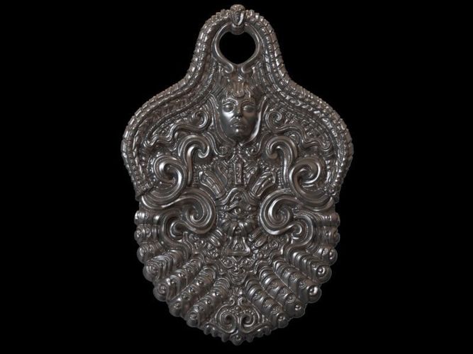 Incased ornate silver pendant 3D print model
