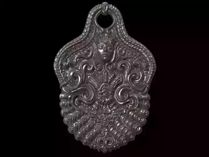 Incased ornate silver pendant