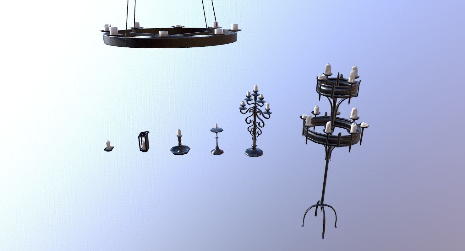 Candle Lighting Pack - The Marquis Collection Low-poly 3D model_10