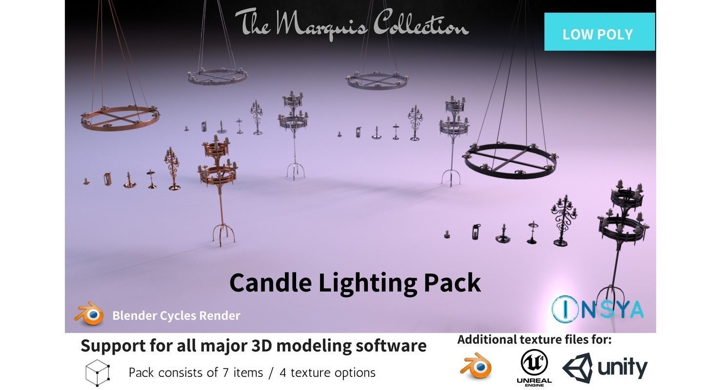 Candle Lighting Pack - The Marquis Collection Low-poly 3D model_1