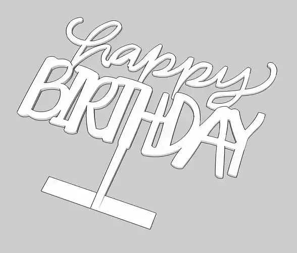 Happy Birthday Cake Topper Ver2 3D print model