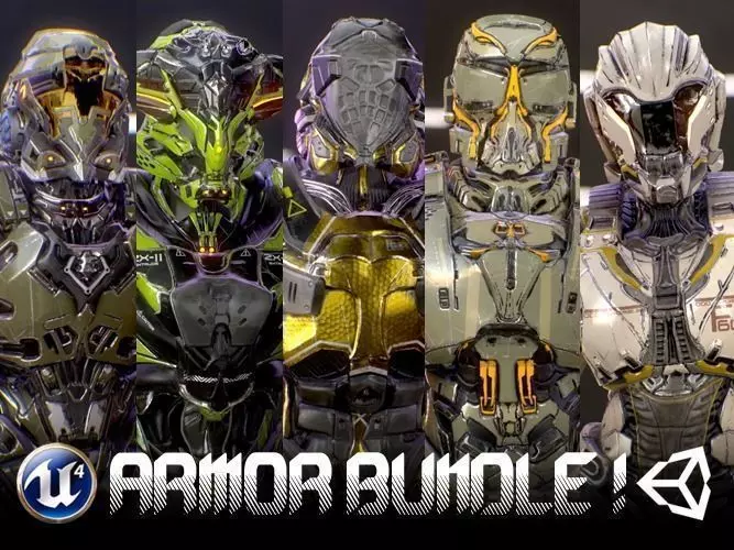 Armors Bundle 1 Low-poly 3D model_0