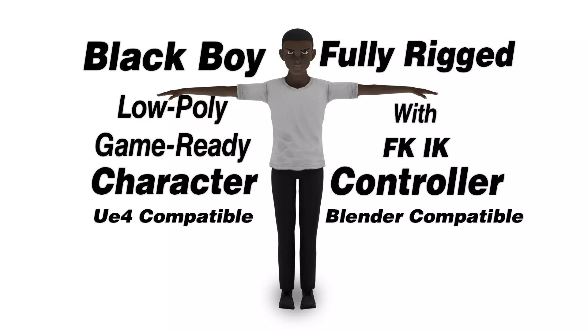 Black Boy Lowpoly Character Free low-poly 3D model