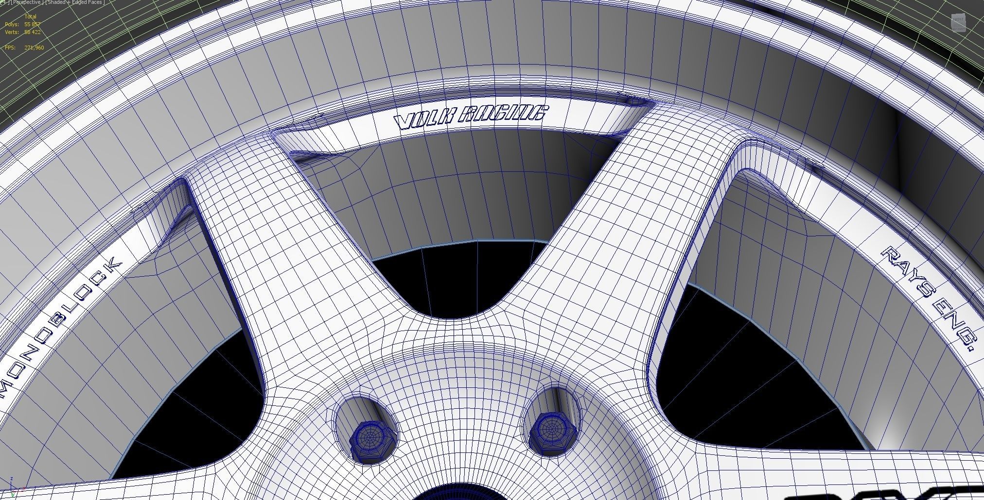 Wheel and Tyre Rays Top Secret TE37  Potenza RE01R 3D model_3