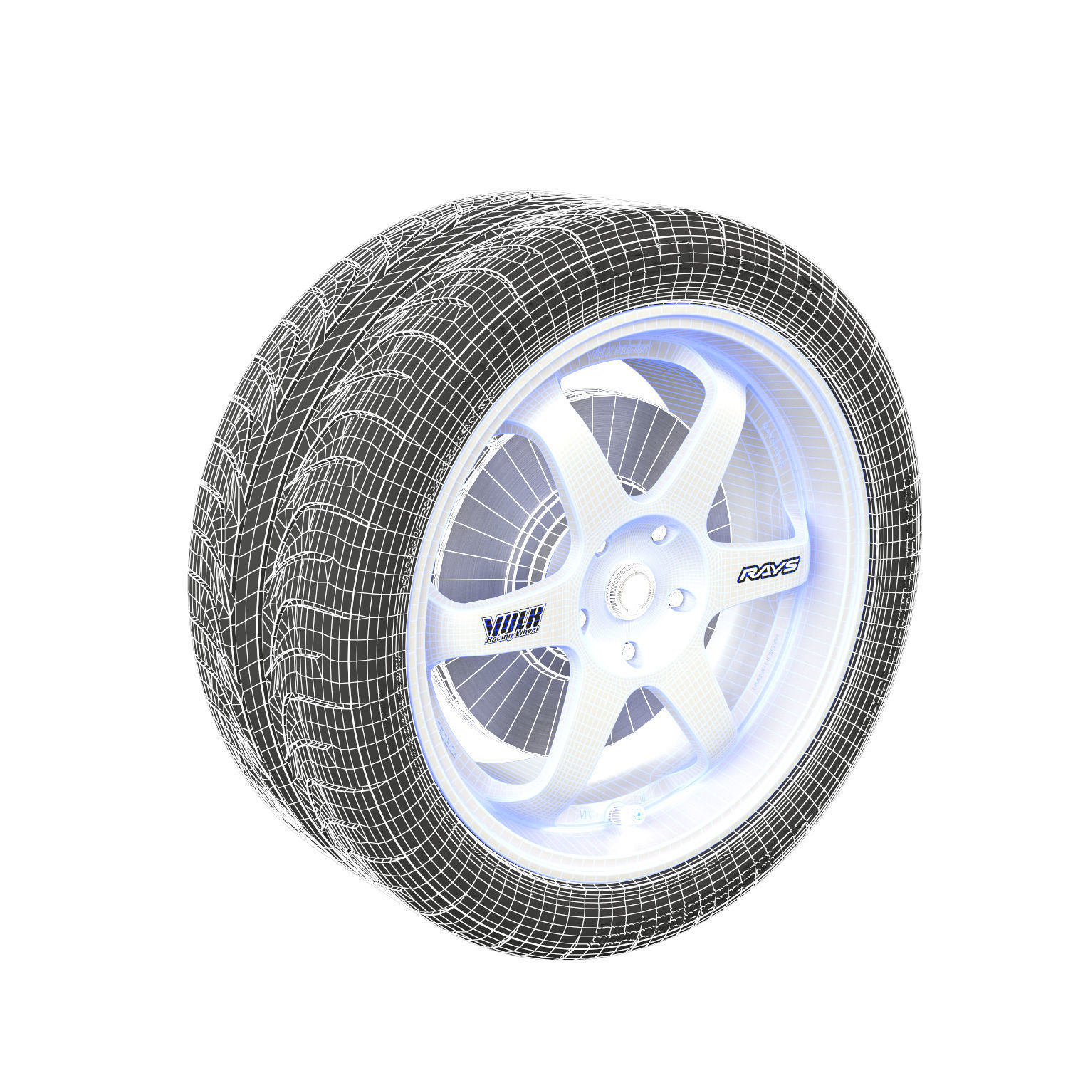 Wheel and Tyre Rays Top Secret TE37  Potenza RE01R 3D model_1
