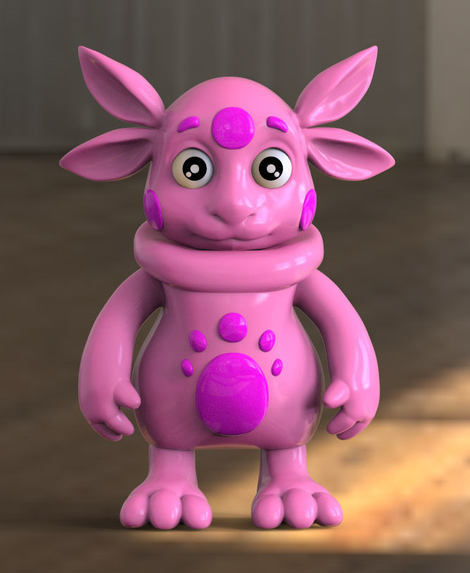 luntik print 3D model toy with big eyes Low-poly 3D model_6