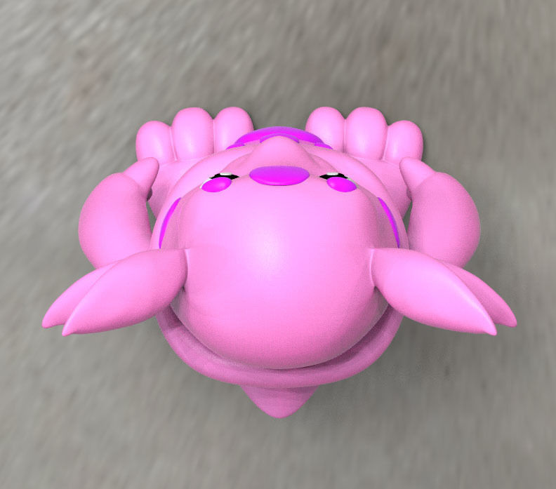 luntik print 3D model toy with big eyes Low-poly 3D model_3