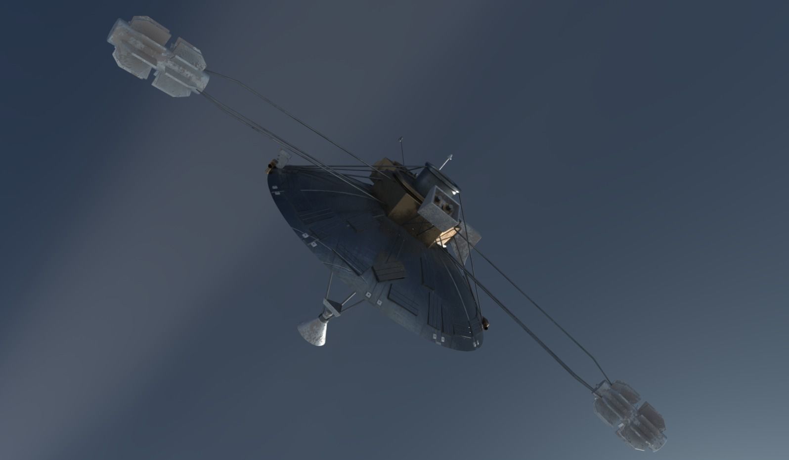 Pioneer 10 satellite Low-poly 3D model_4