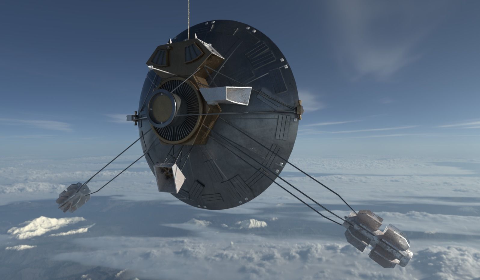 Pioneer 10 satellite Low-poly 3D model_2