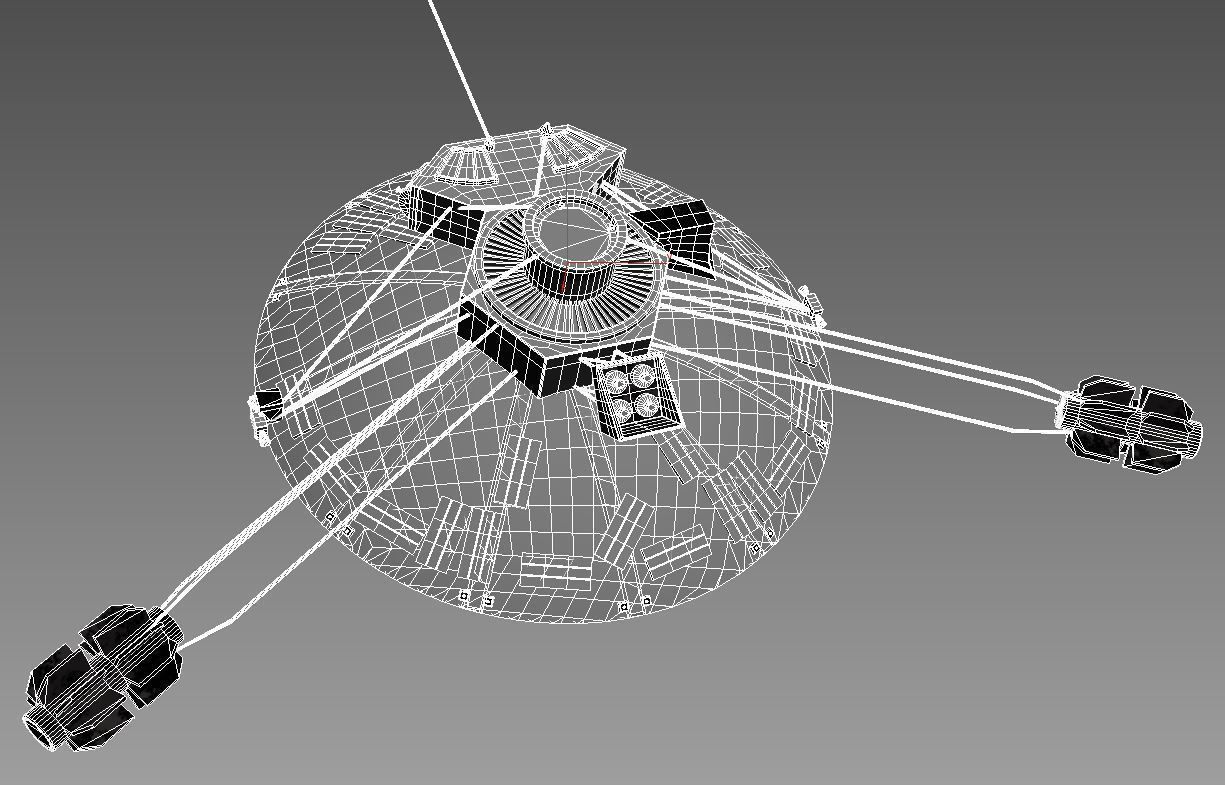 Pioneer 10 satellite Low-poly 3D model_7