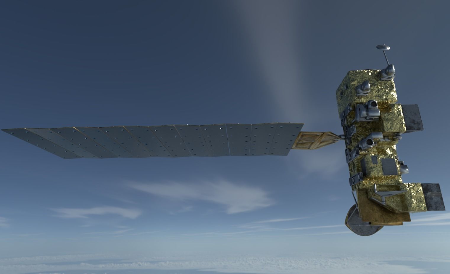 Aqua Satellite Low-poly 3D model_3
