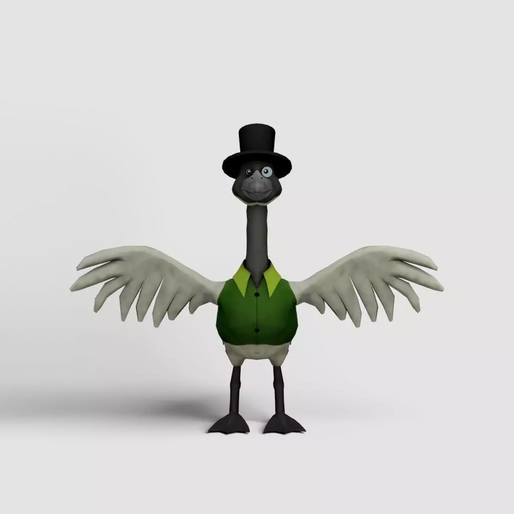 Goose in hat Free low-poly 3D model