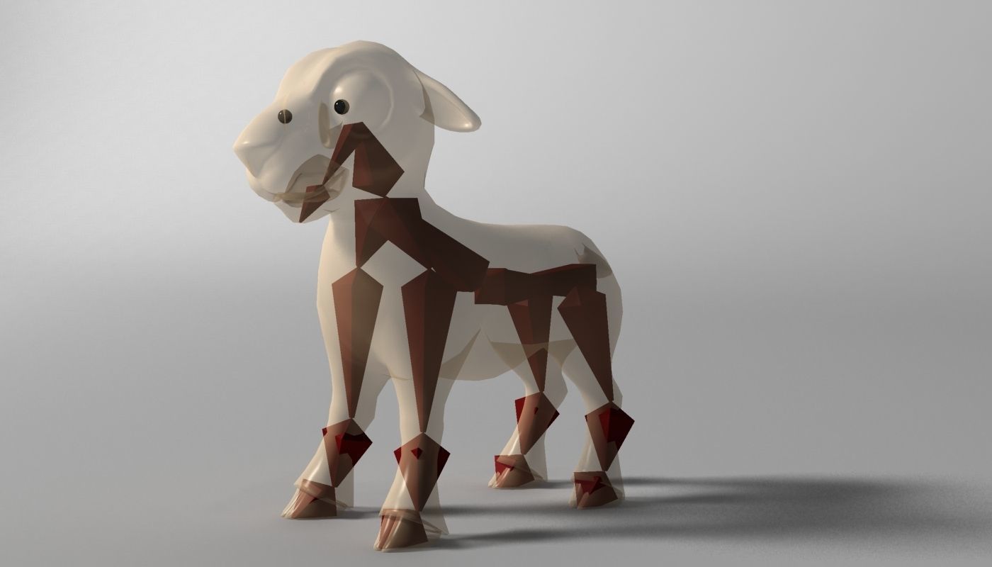 Cartoon Sheep Rigged Low-poly 3D model_16