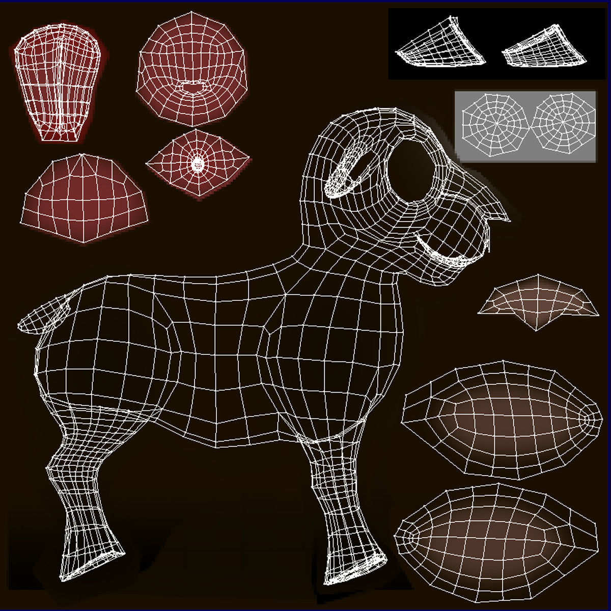 Cartoon Sheep Rigged Low-poly 3D model_17