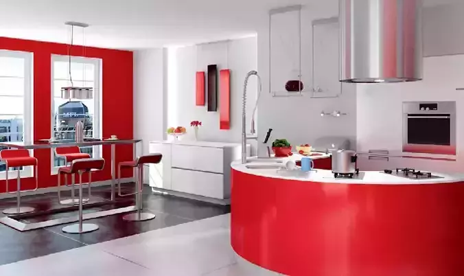 Interior Kitchen V-Ray Render Model 3D model