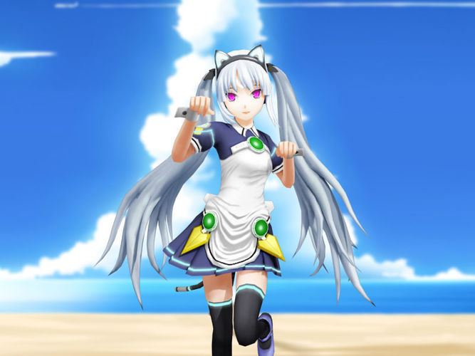 Lesly model female anime character running on beach 3D print model