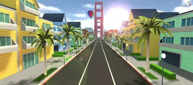 Lowpoly Cartoon City and Beach