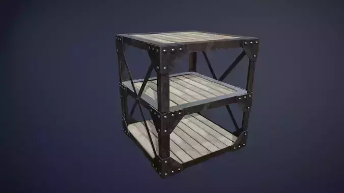 Old Industrial Table game-ready asset Free low-poly 3D model