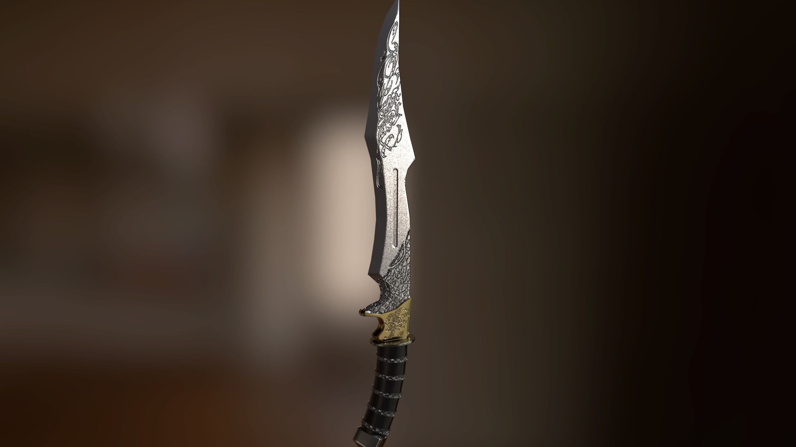 Hunting Knife HQ Free low-poly 3D model_1