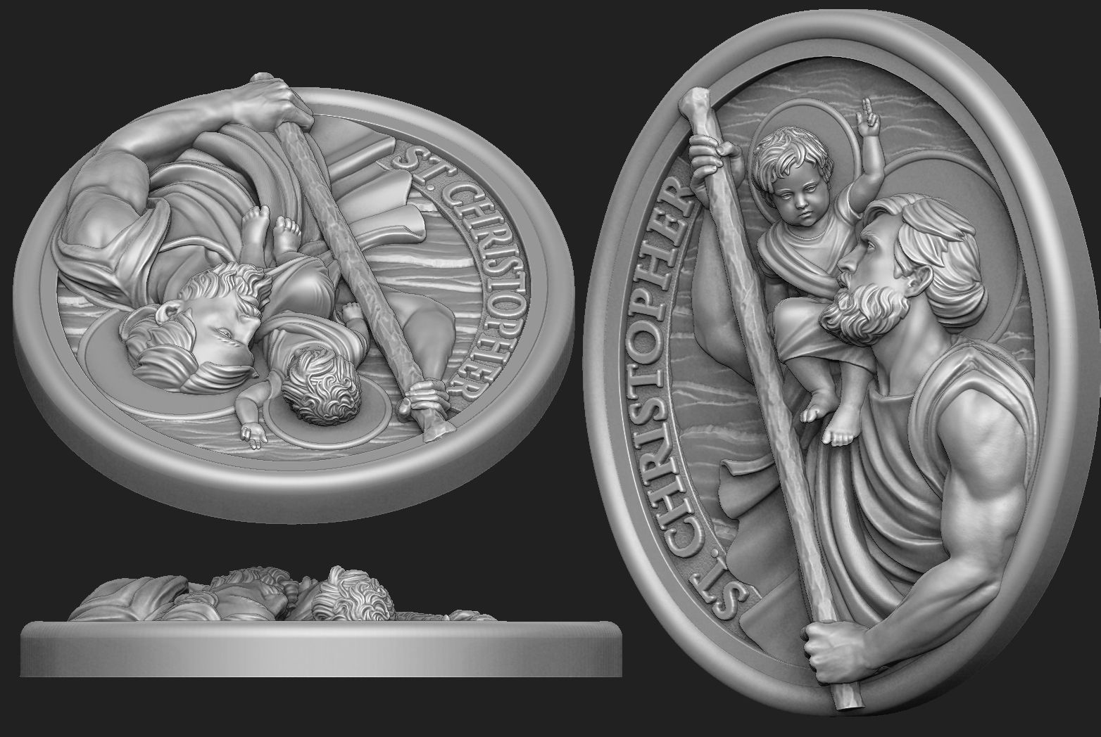 Saint Christopher Medallion 3D print model_1