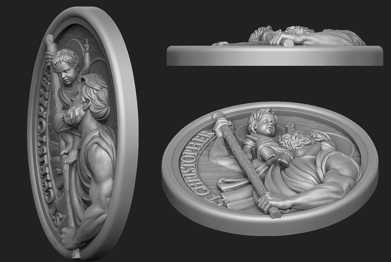 Saint Christopher Medallion 3D print model_3