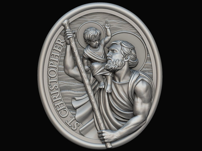 Saint Christopher Medallion 3D print model