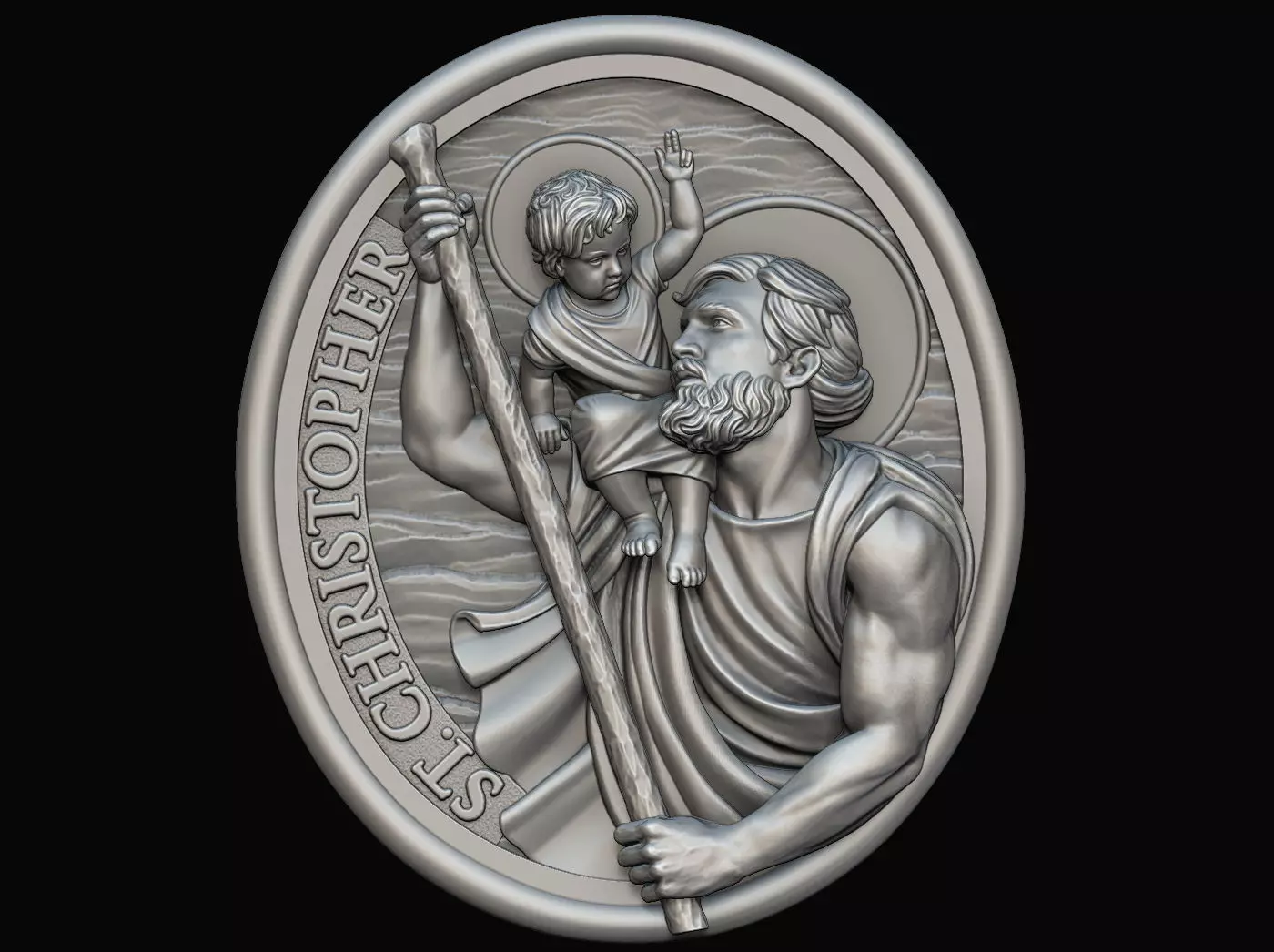 Saint Christopher Medallion 3D print model_0