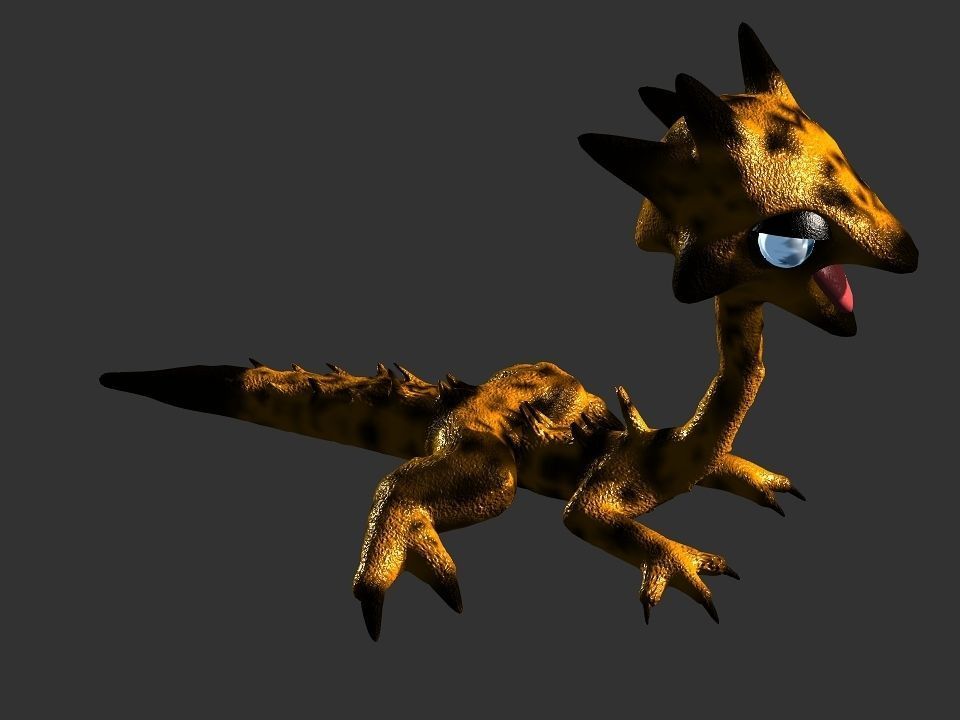 Gerrafagon the toothless reptile wyvern Low-poly 3D model_11