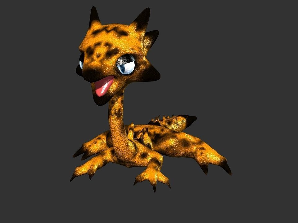 Gerrafagon the toothless reptile wyvern Low-poly 3D model_12