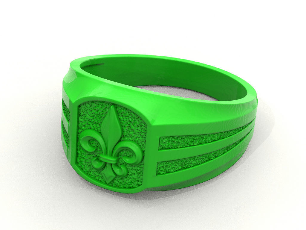 A man s ring with a heraldic lily 3D print model_8