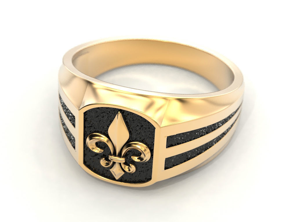 A man s ring with a heraldic lily 3D print model_5