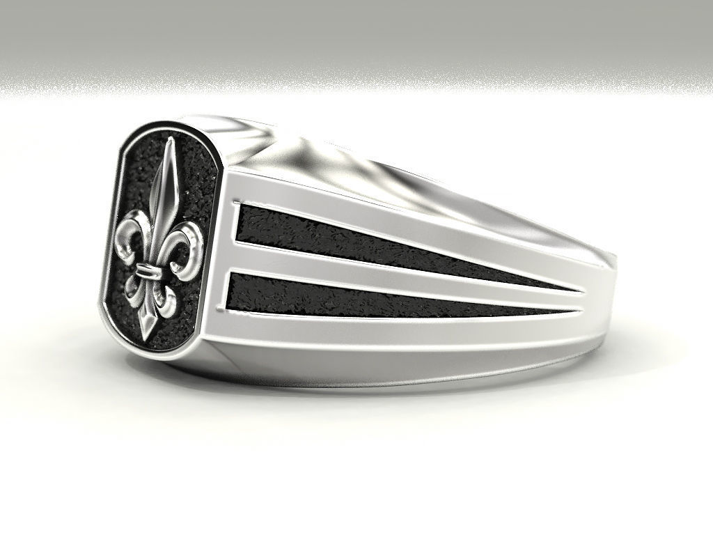 A man s ring with a heraldic lily 3D print model_3