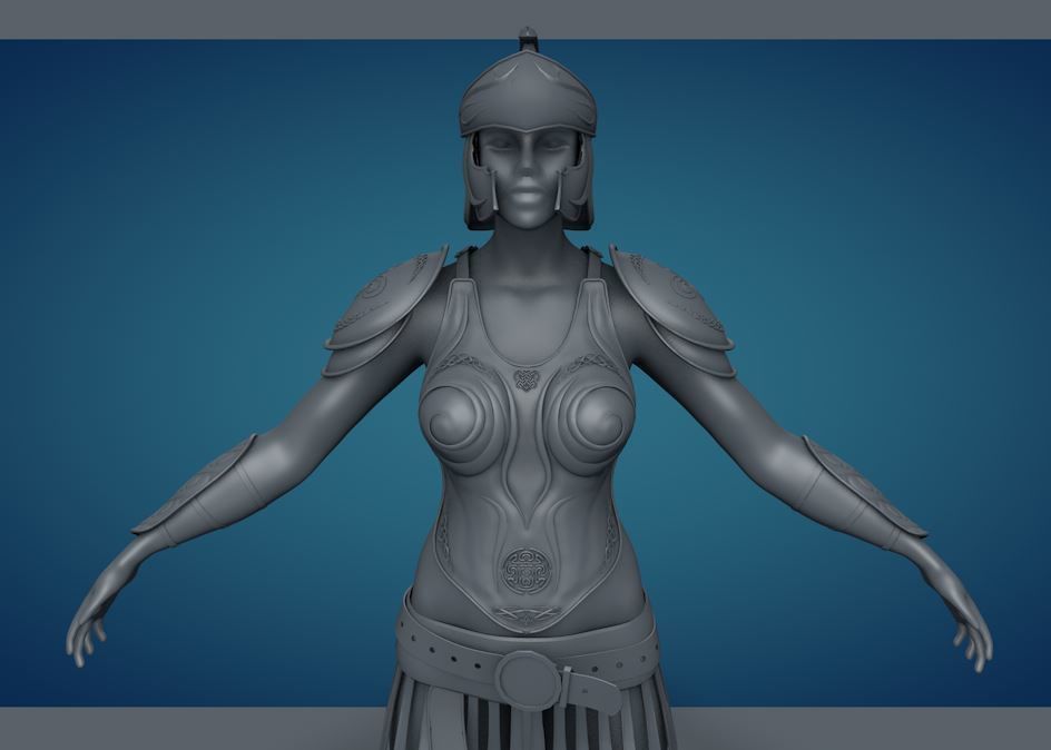 Celtic Female Warrior 3D model_3