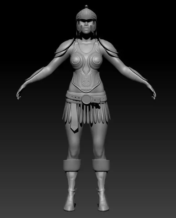 Celtic Female Warrior 3D model_0