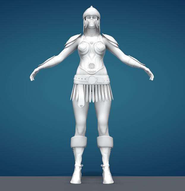 Celtic Female Warrior 3D model_2