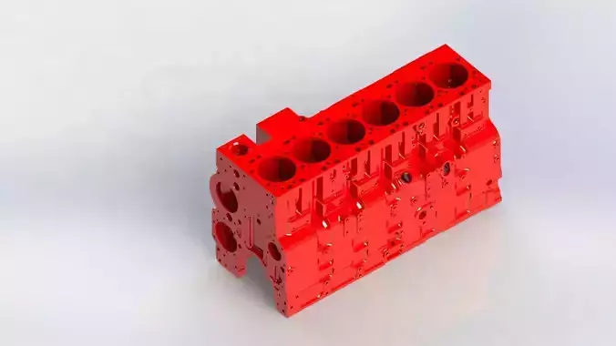 6 cylinder engine block  Free 3D model