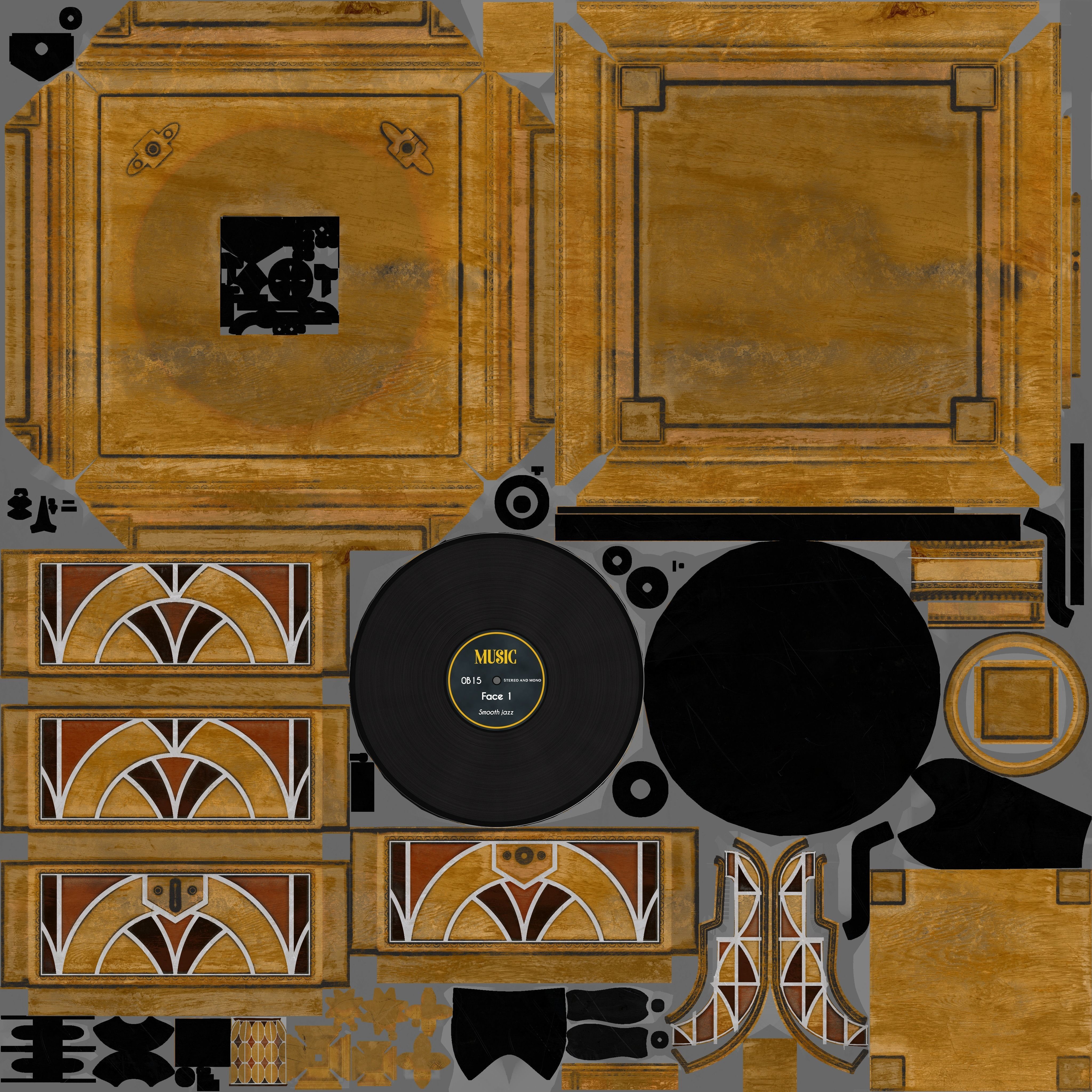 Gramophone Art Deco Low-poly 3D model_12