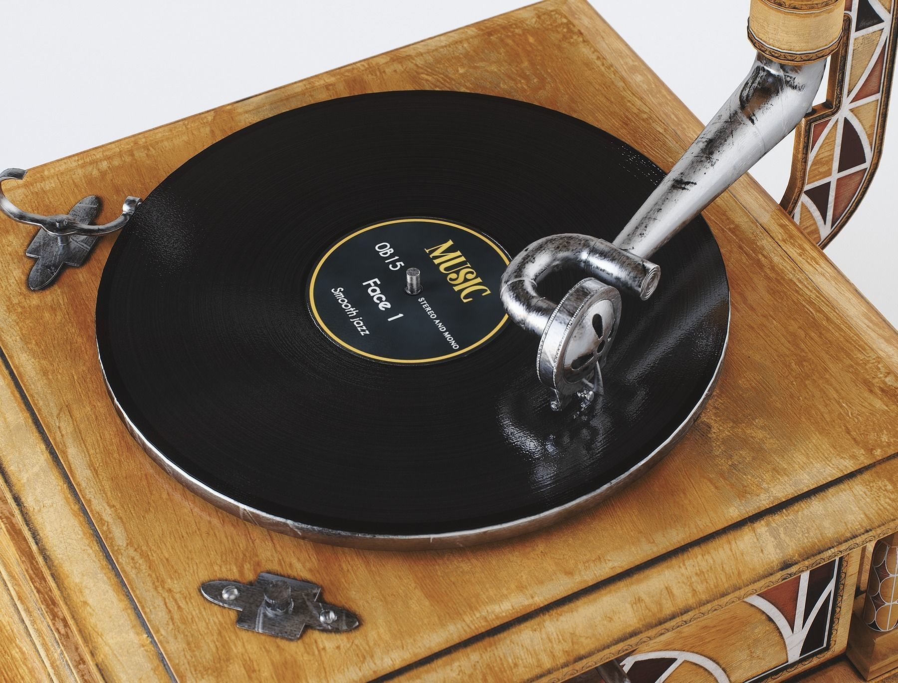 Gramophone Art Deco Low-poly 3D model_9