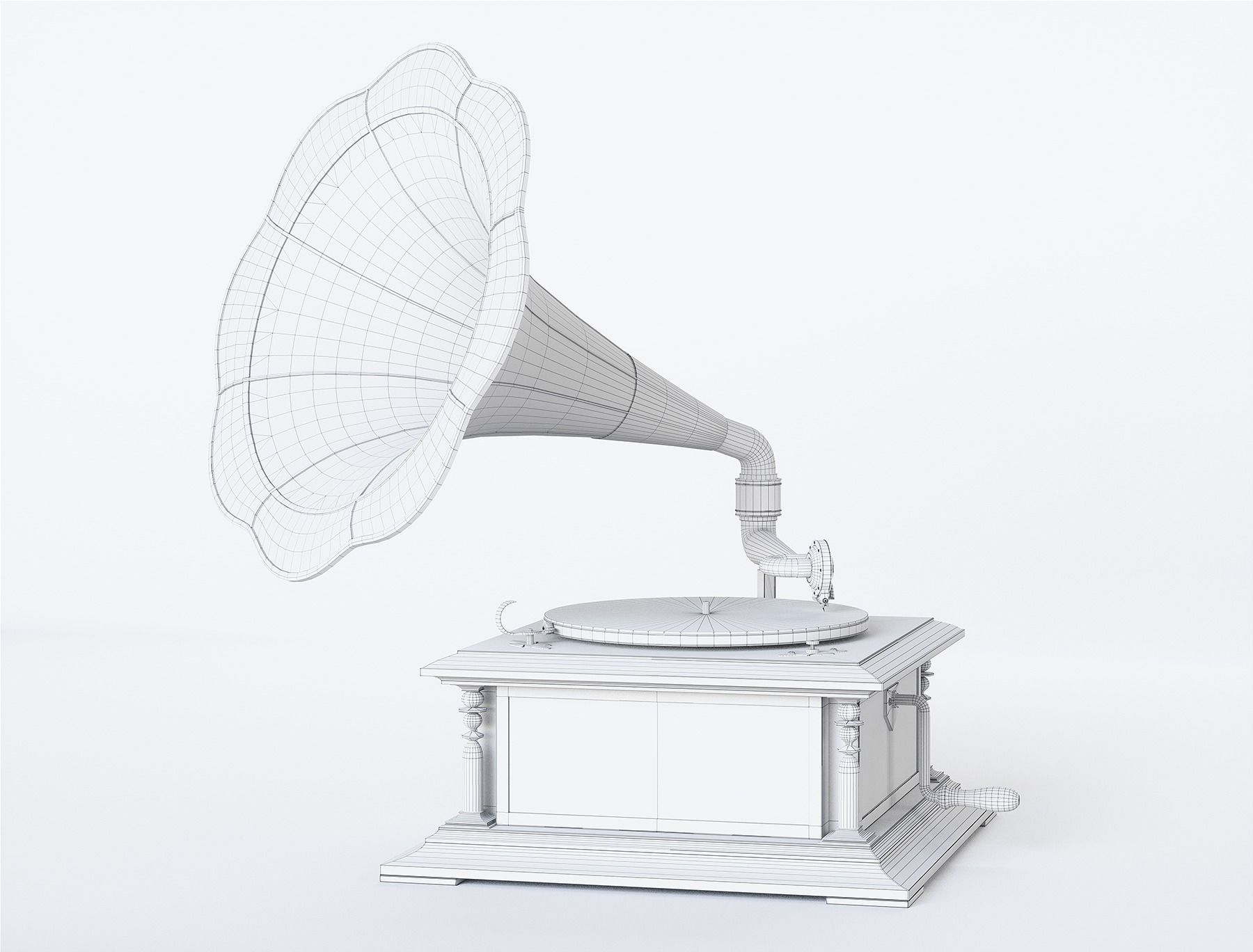 Gramophone Art Deco Low-poly 3D model_10