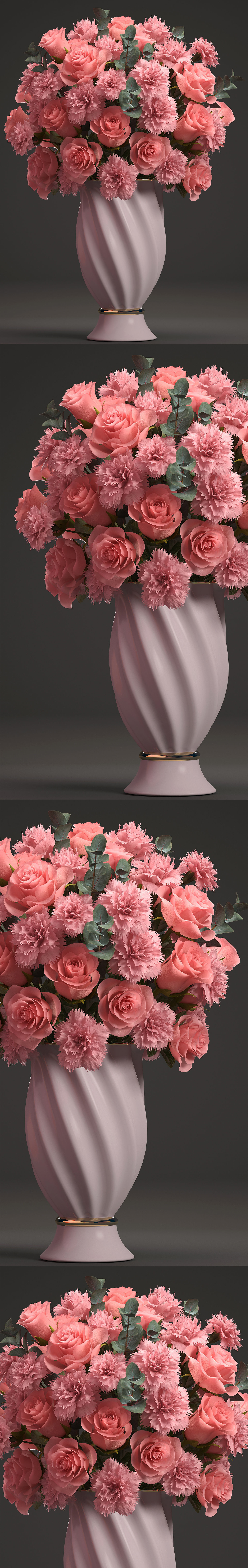 Bouquet of pink roses 3D model_10