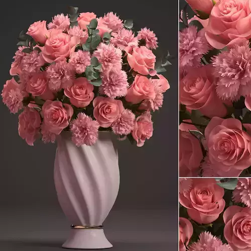 Bouquet of pink roses 3D model