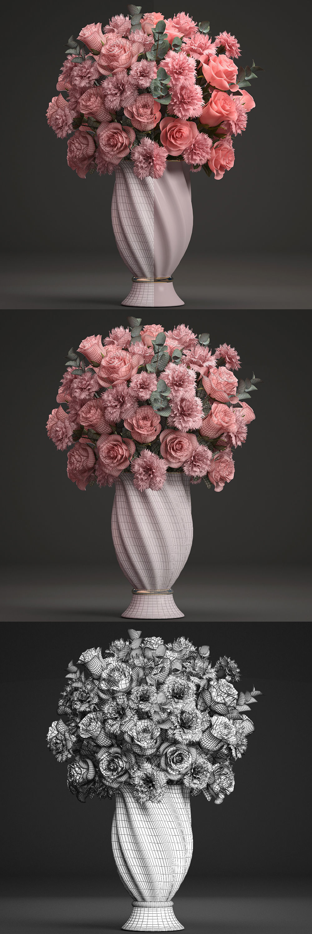 Bouquet of pink roses 3D model_7