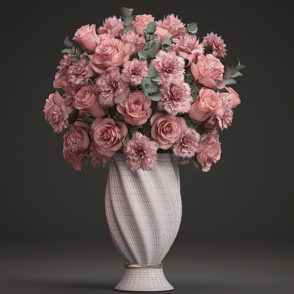 Bouquet of pink roses 3D model_5