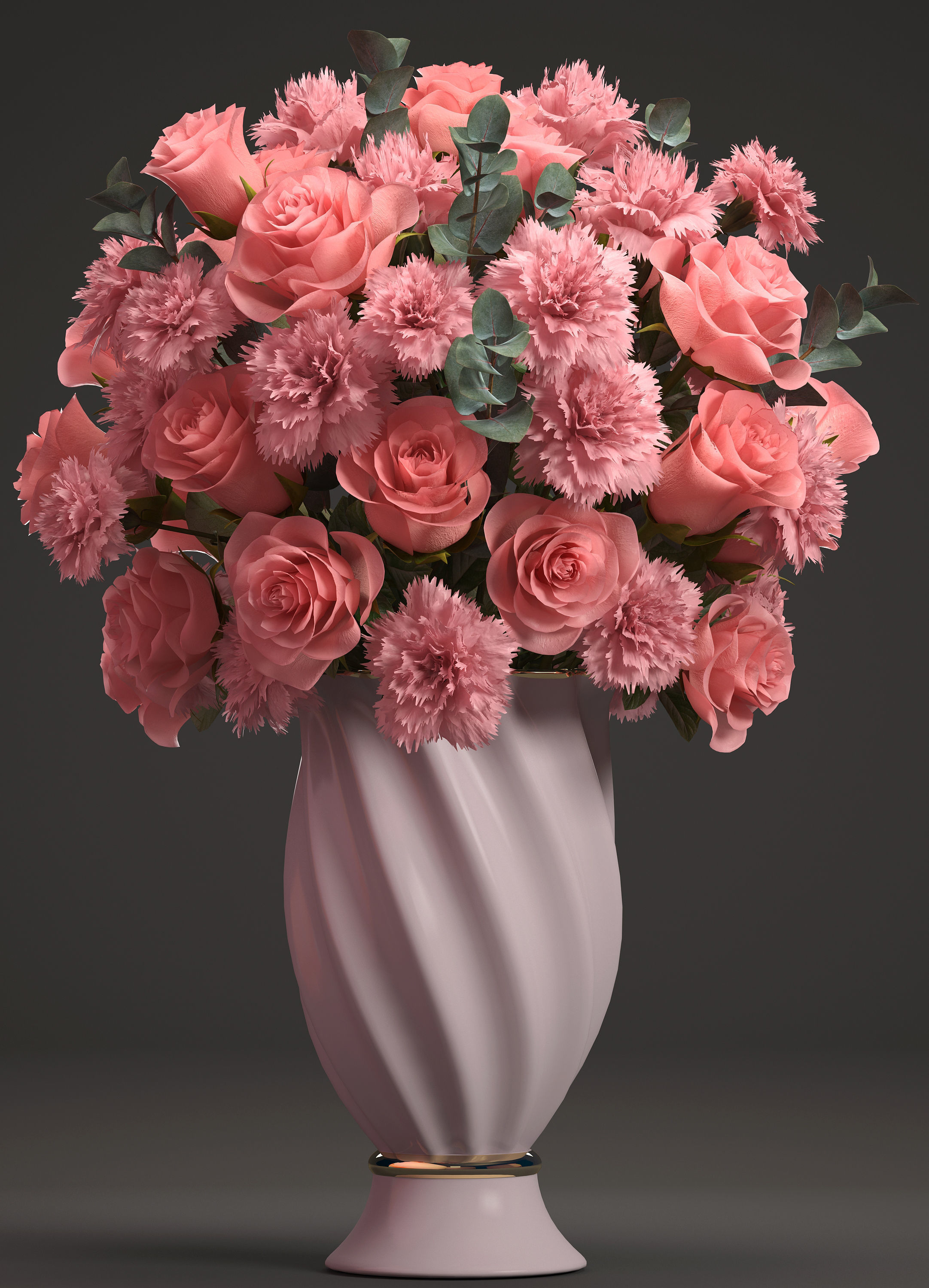 Bouquet of pink roses 3D model_9