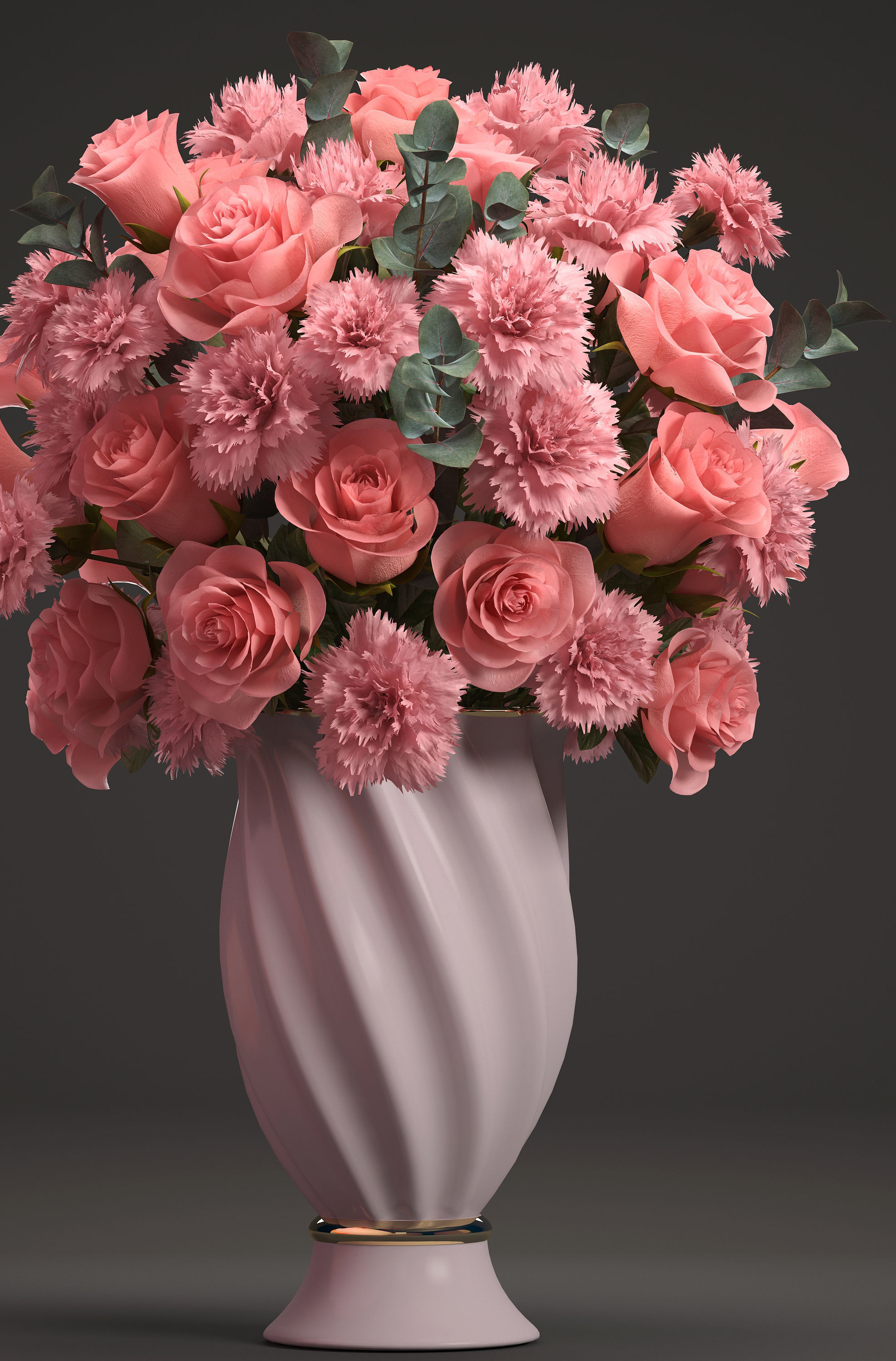 Bouquet of pink roses 3D model_1
