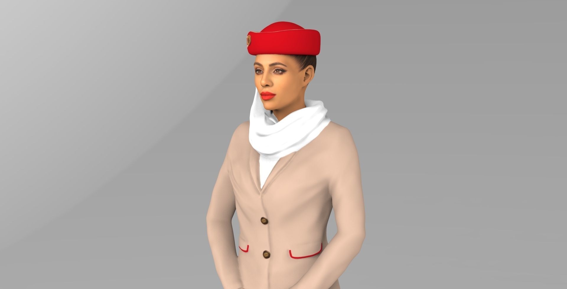 Emirates Airline stewardess ready for full color 3D printing 3D print model_4