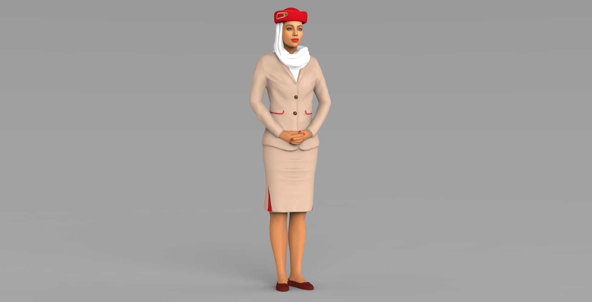 Emirates Airline stewardess ready for full color 3D printing 3D print model_13