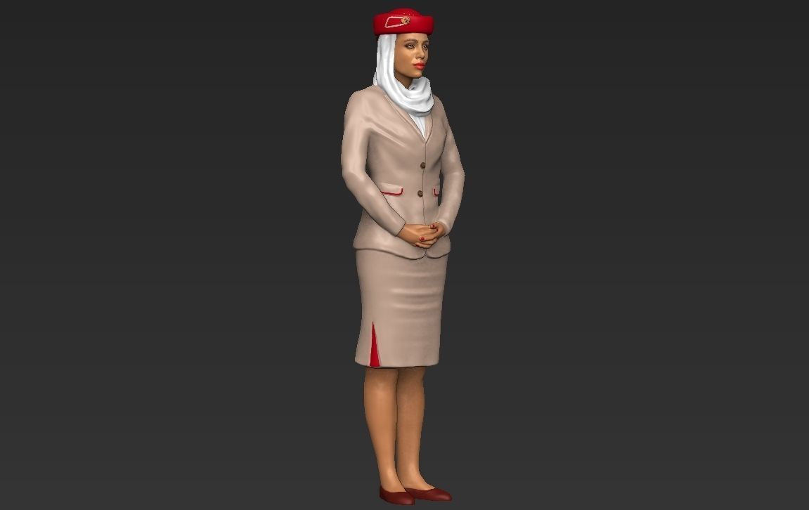 Emirates Airline stewardess ready for full color 3D printing 3D print model_33